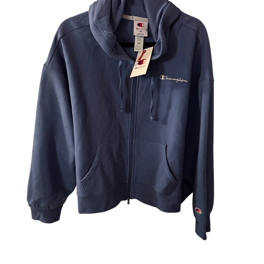 Champion Women's Cropped Fleece Zip-Up
Sweatshirt - Blue 2X